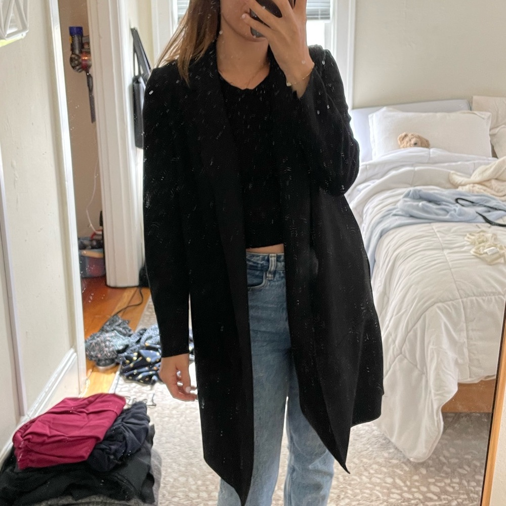 Black zara suede long blazer jacket